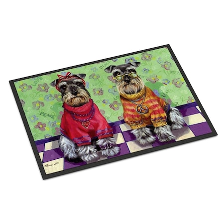 18 X 27 In. Schnauzer Love & Peace Indoor Or Outdoor Mat